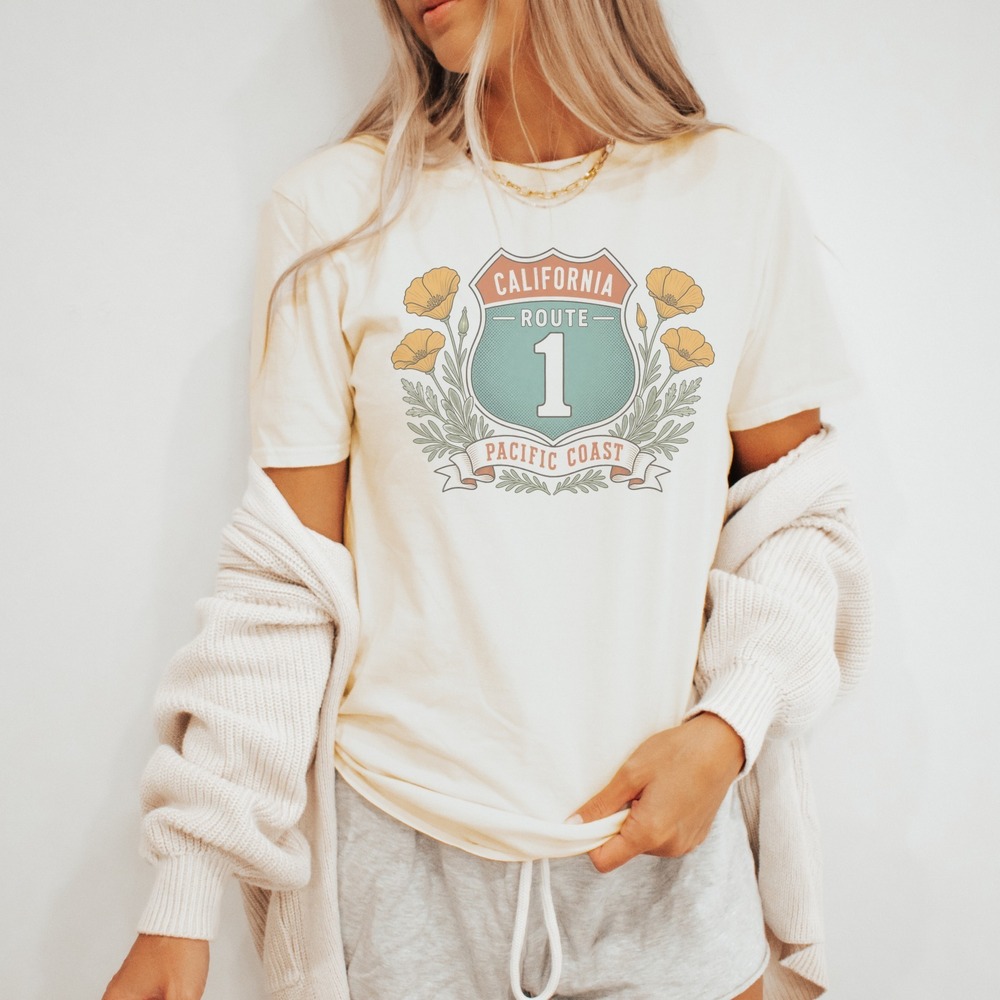 California Poppies Route 1 Vintage Style Shirt